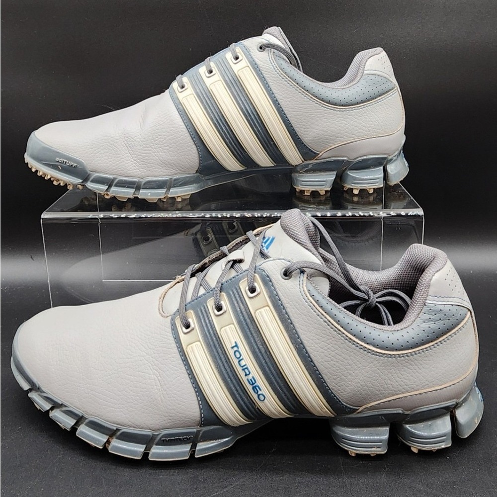 Adidas 13 Gray Tour360 ATV Golf Shoes Q47080 Leather Spiked Cleats Men Athletic